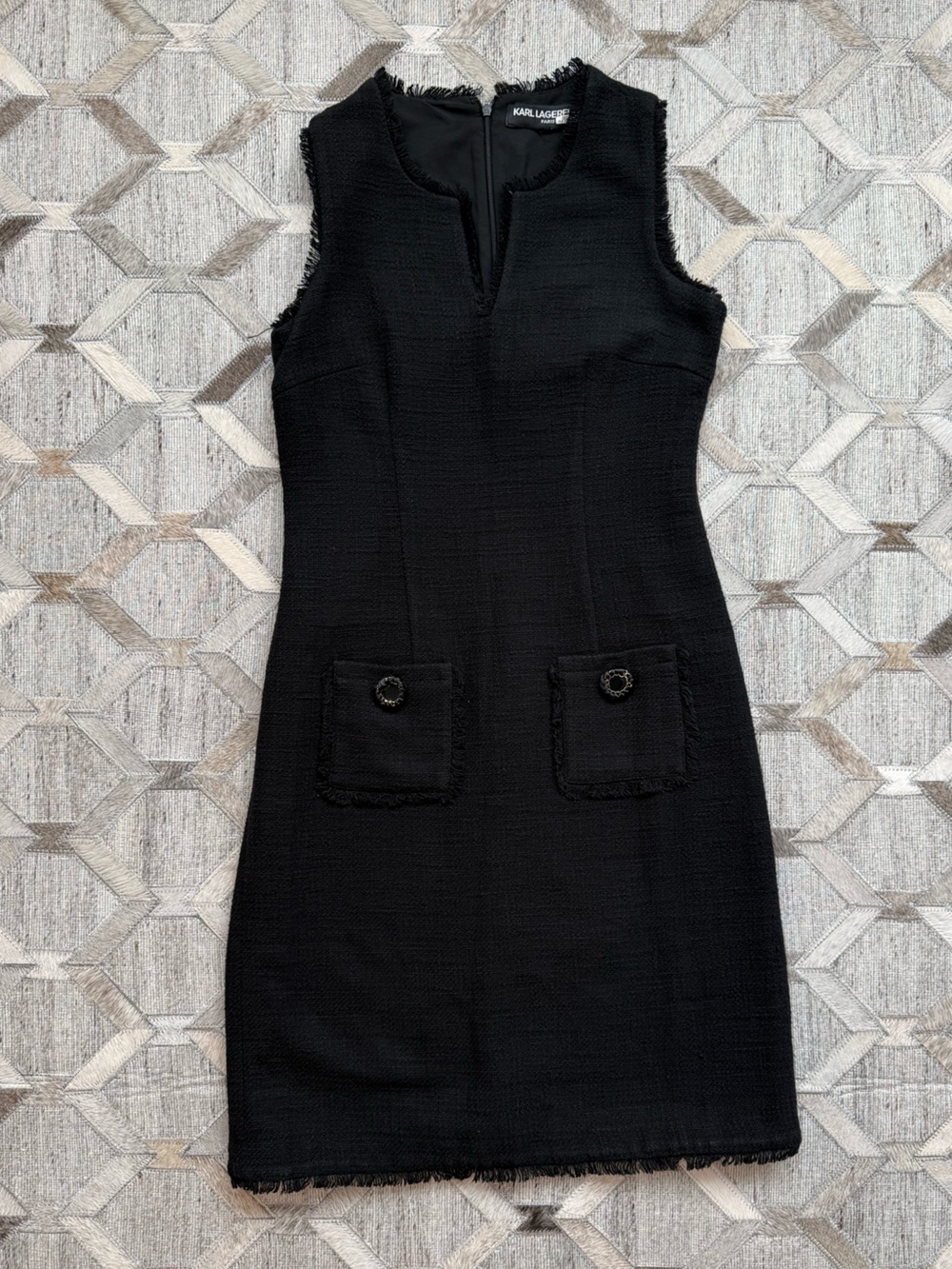 Karl Lagerfeld Black Tweed Dress w/ Front Pockets